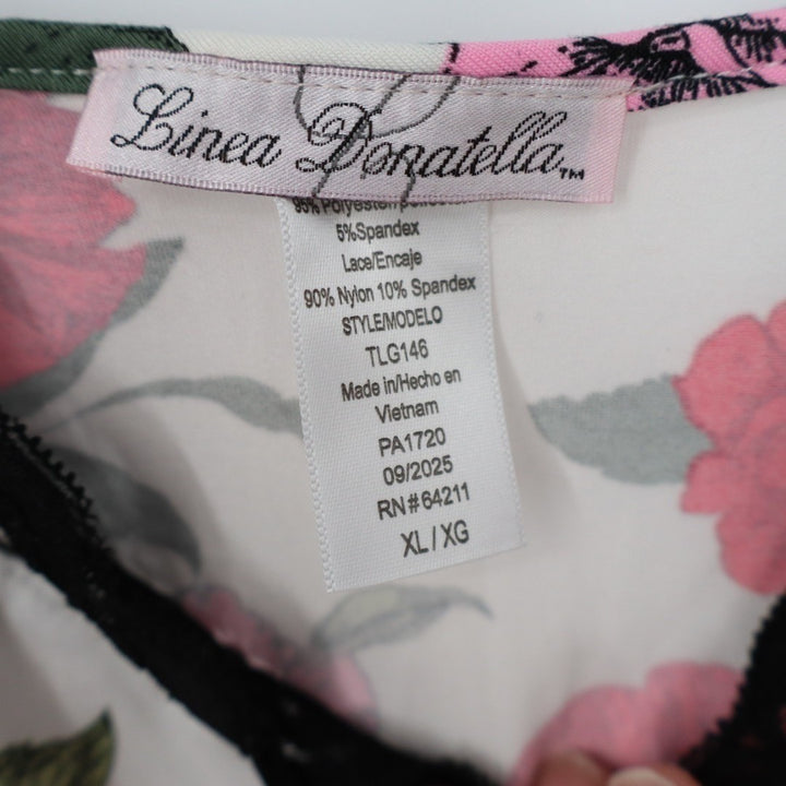 Linea Donatella 2-Piece Pajamas Set Womens XL White Floral Stretch Pullover
