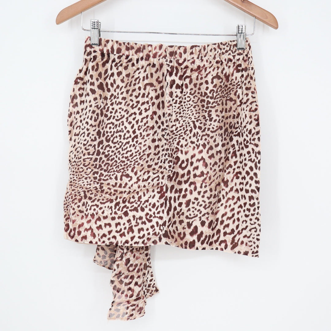 Naked Wardrobe The Statement Leopard Print Ruched Mini Skirt Brown Small