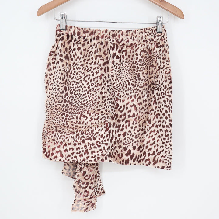 Naked Wardrobe The Statement Leopard Print Ruched Mini Skirt Brown Small
