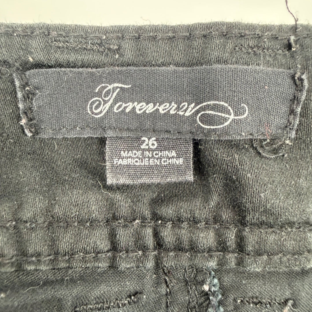 Forever 21 Black Denim Cuffed Shorts Size 26 Button Fly
