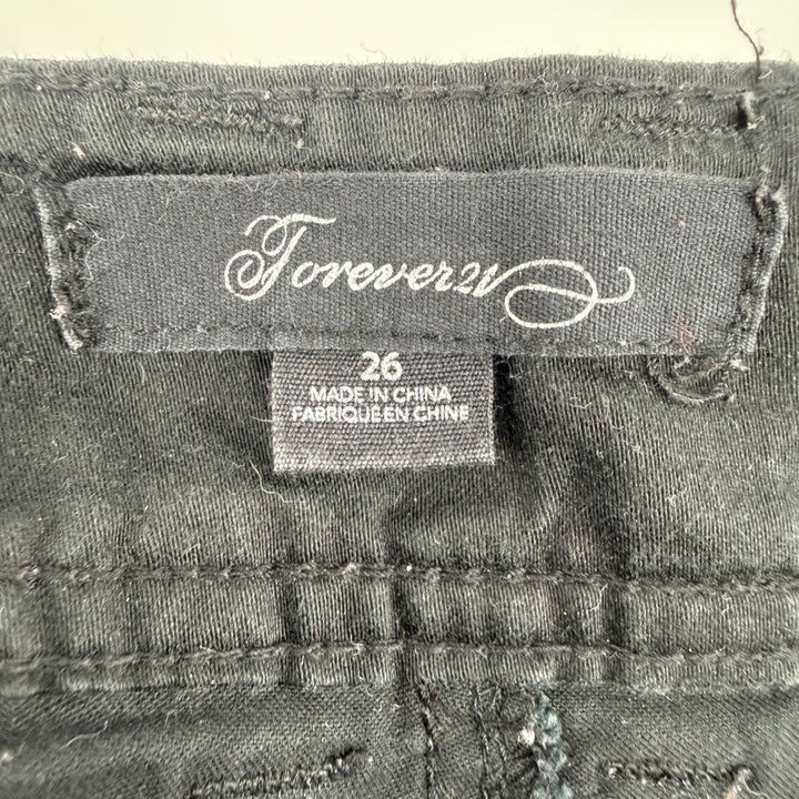 Forever 21 Black Denim Cuffed Shorts Size 26 Button Fly