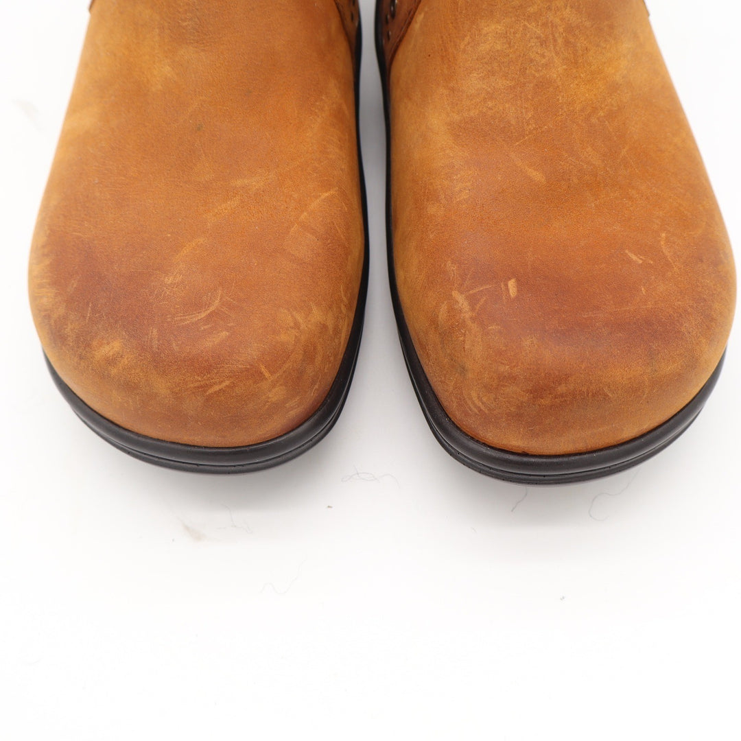 Alegria Zoe-739 Tan Leather Ankle Boots Perforated Buckle Zip Booties Womens 38