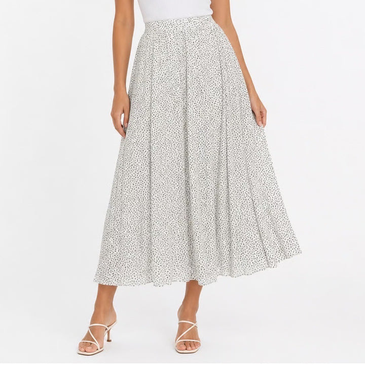 A New Day Womens White Black Speckled Elastic Waist Midi Skirt Large
