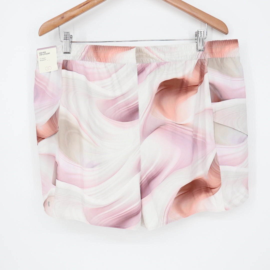 Calia Step Up High Rise Shorts XXL Dune Print Coral Marble New