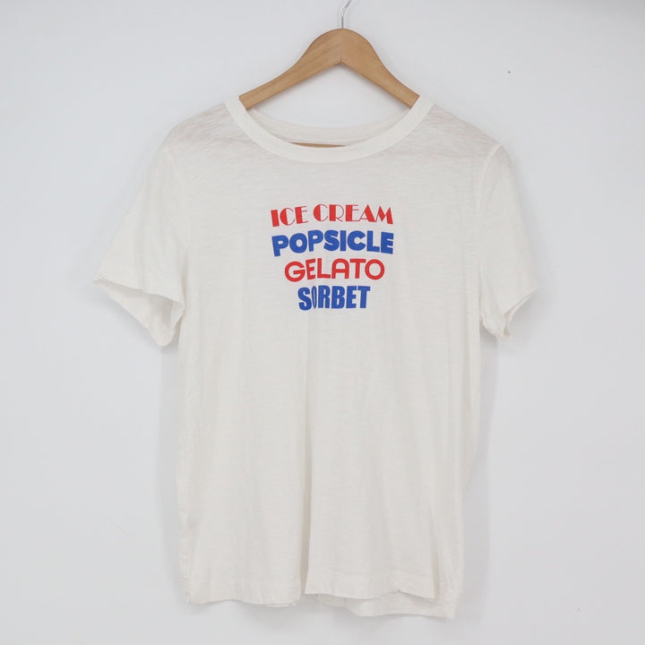 LOFT T-Shirt Womens L Graphic Ice Cream Popsicle White Short Sleeve Excellent