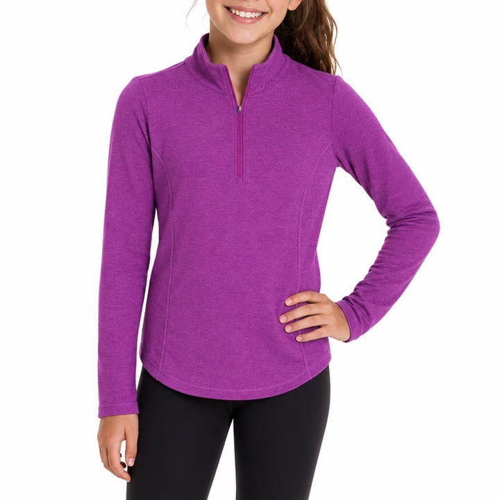 DSG Girls Movement LS 1/4 Zip Pullover Vibrant Violet Heather Size S 8-9