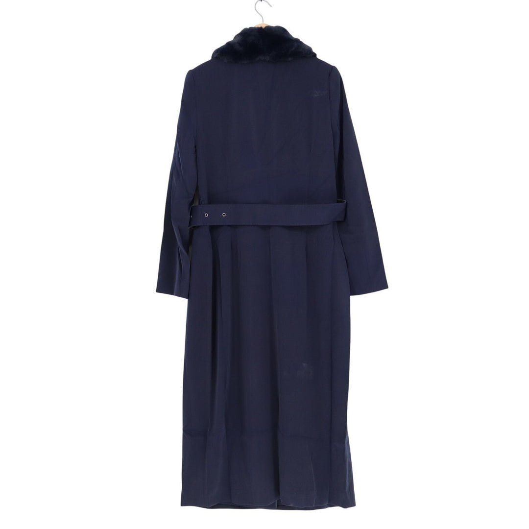 Naked Wardrobe The Statement Trench Coat Womens Large Navy Shawl Collar Stretch