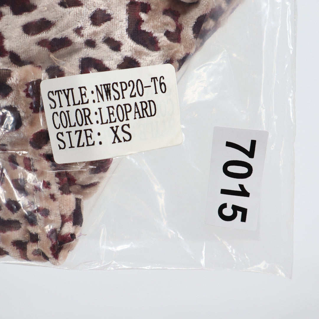 Naked Wardrobe The Statement Leopard Print Velvet Crop Top XS Long Sleeve