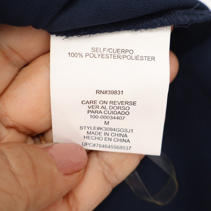 My Michelle Navy Blue Sleeveless Zipper Pocket Tank Top Side Zips Medium