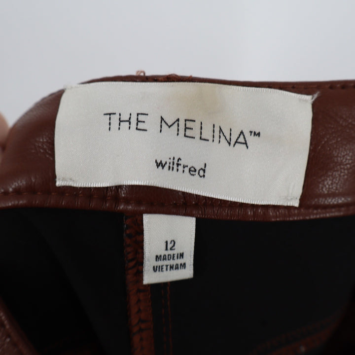 Wilfred Aritzia The Melina Vegan Leather Pants Brown High Waist Straight Leg 12