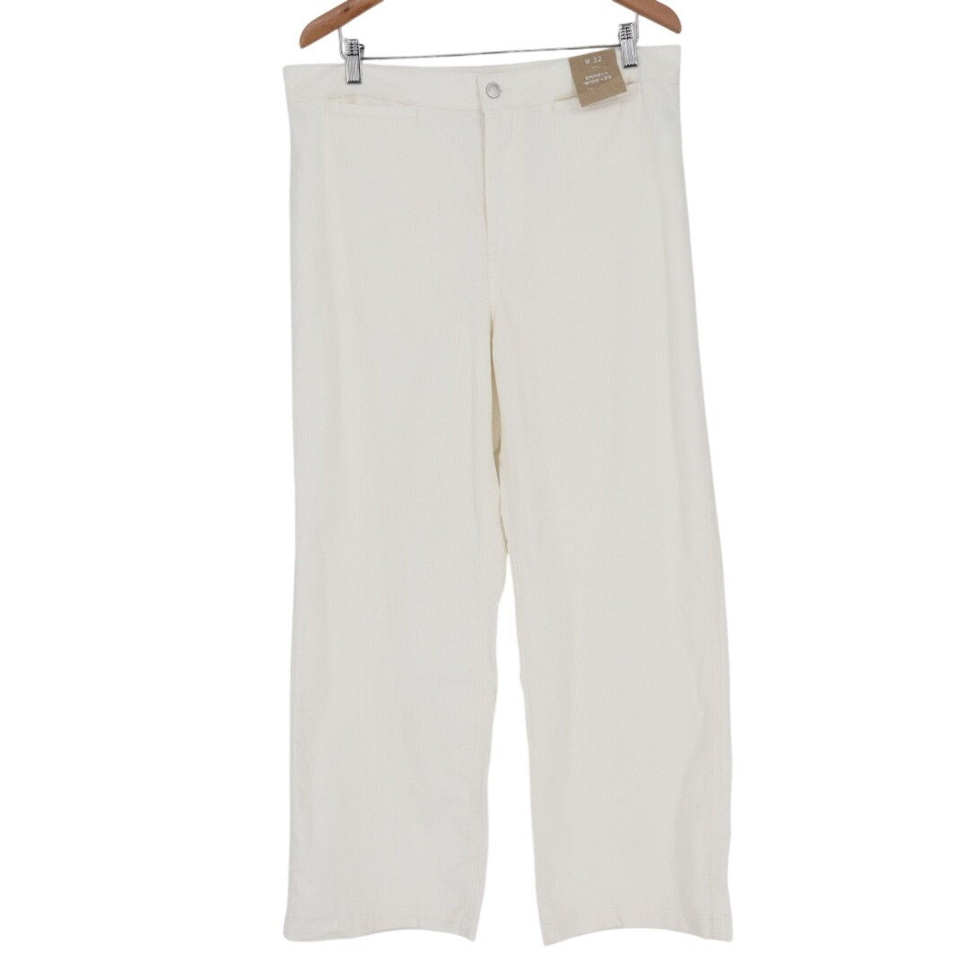 Madewell Emmett Corduroy Pants Womens 32 White Cotton Stretch Pockets Wide Leg