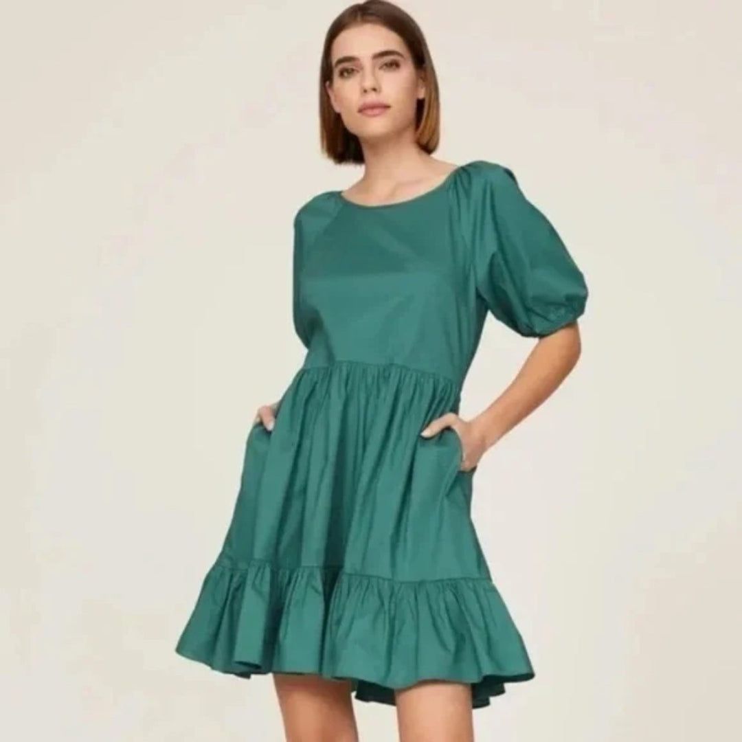 Peter Som X RTR Green Puff Sleeve Dress Size 10