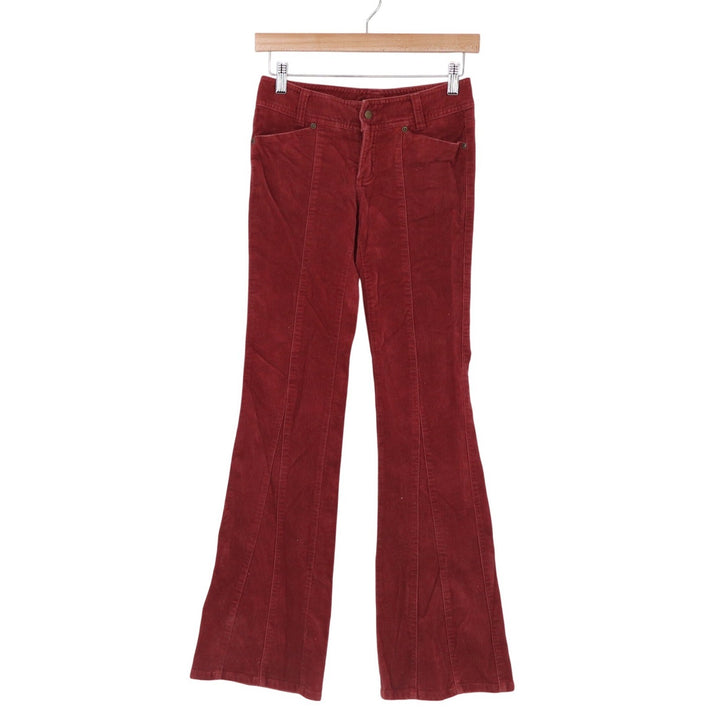 Frenchi Womens Burgundy Red Corduroy Flare Leg Seam Detail Pants Size 0