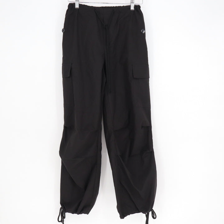 SHEIN Black Cargo Parachute Pants Elastic Waist Toggle Hem XS