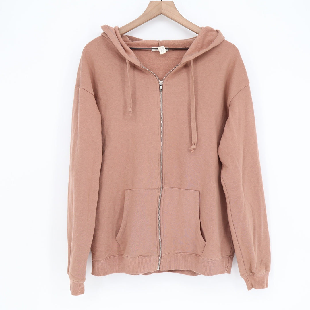 Full Tilt Mauve Zip Up Hoodie Womens Medium Fleece Drawstring Pocket