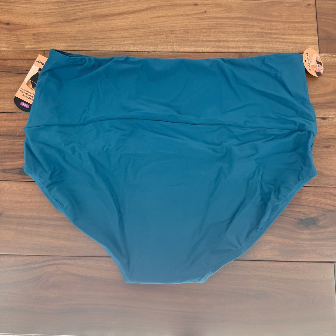 Shapermint Essentials High Waisted Tummy Control Bikini Bottom Teal Blue 2XL