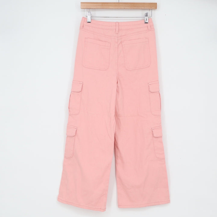 Soho Blue Cargo Pants Girls 14 Pink Wide Leg Multi-Pocket Excellent