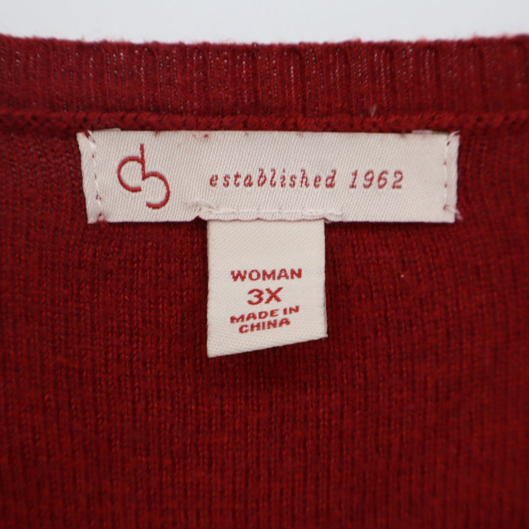 C.J. Banks Sweater Top Women 3X Mixed Media Burgundy Snakeskin Layered Excellent