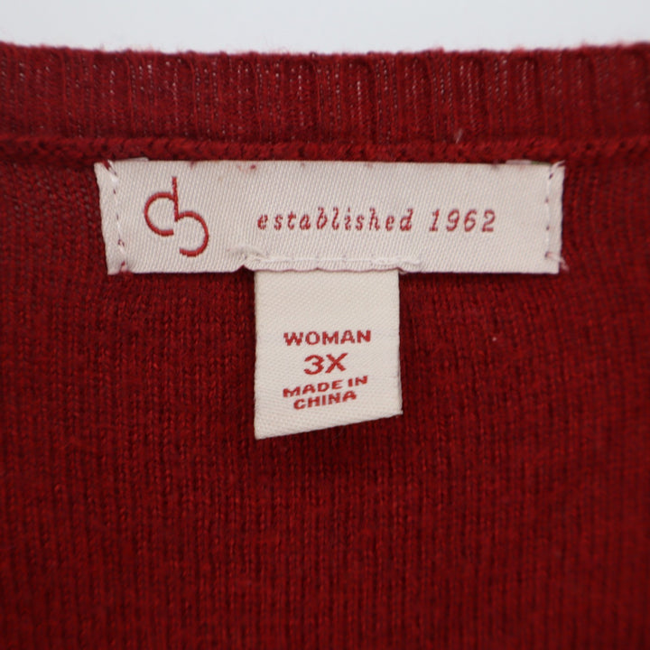 C.J. Banks Sweater Top Women 3X Mixed Media Burgundy Snakeskin Layered Excellent