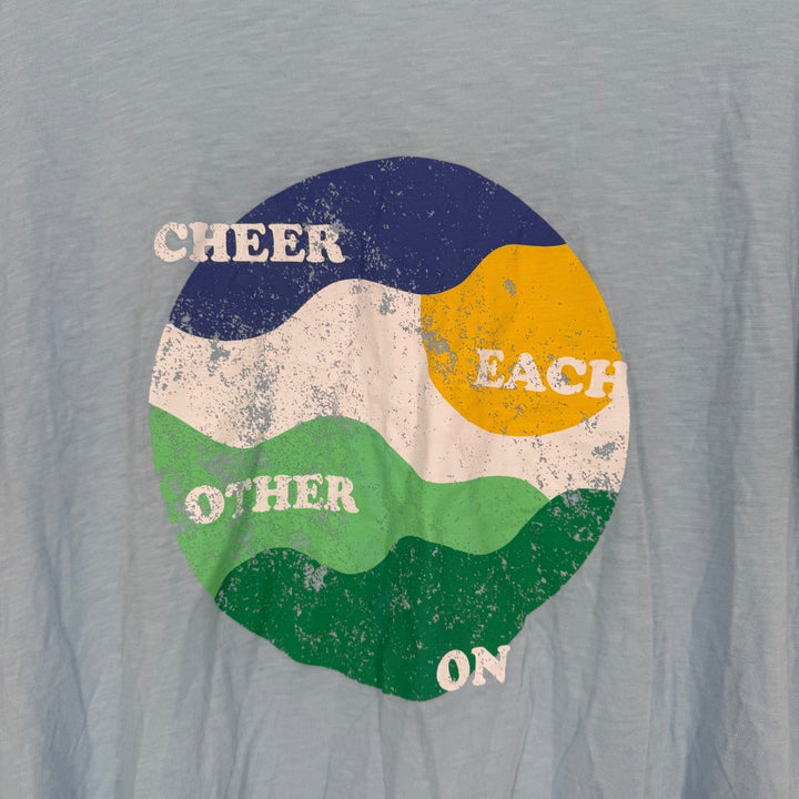 Aerie Graphic T Shirt Cheer Each Other On Blue Short Sleeve Casual Top S