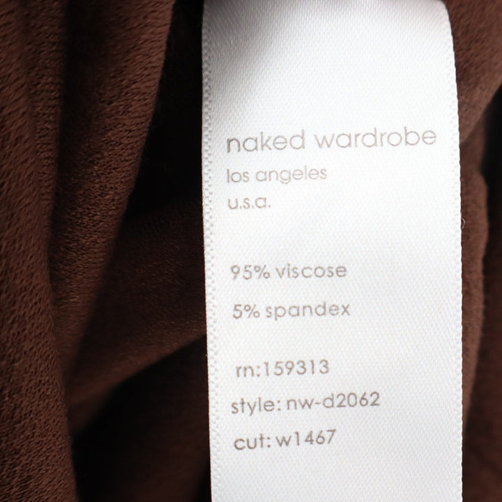 Naked Wardrobe Womens Chocolate Brown One Shoulder Cut Out Mini Dress L NW-D2062