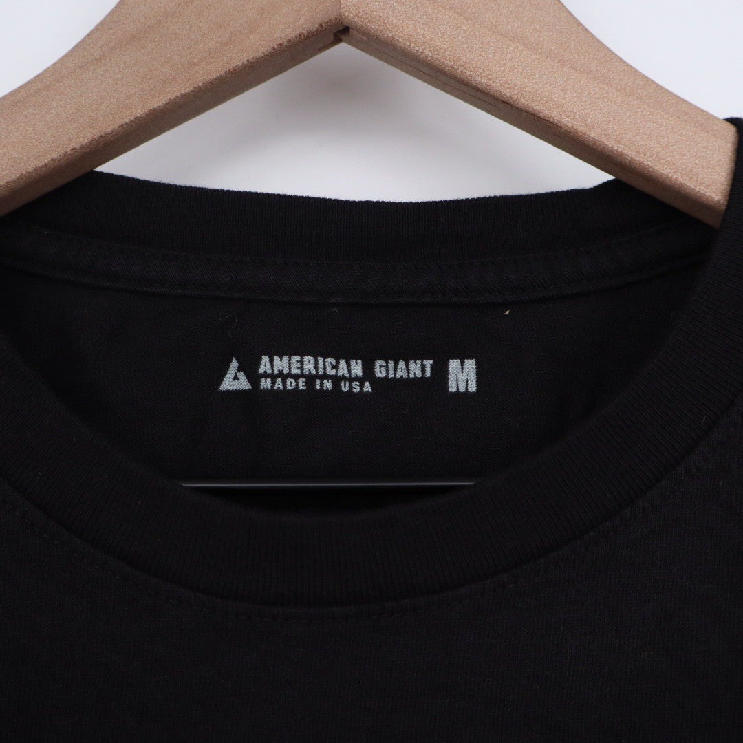 AMERICAN GIANT Mens Black Crew Neck T Shirt Size M Made in USA Cotton