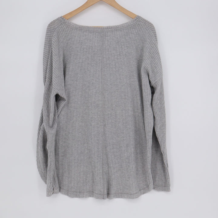 Wild Fable Sweater Womens Medium Gray Stretch Waffle Knit Long Sleeve Round Hem