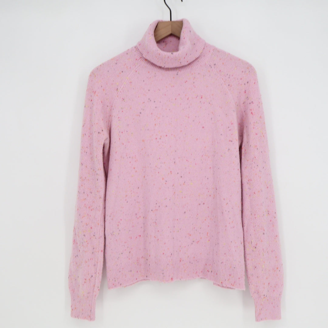 LOFT Pink Confetti Speckled Turtleneck Sweater Mens Size M Raglan Knit Pullover
