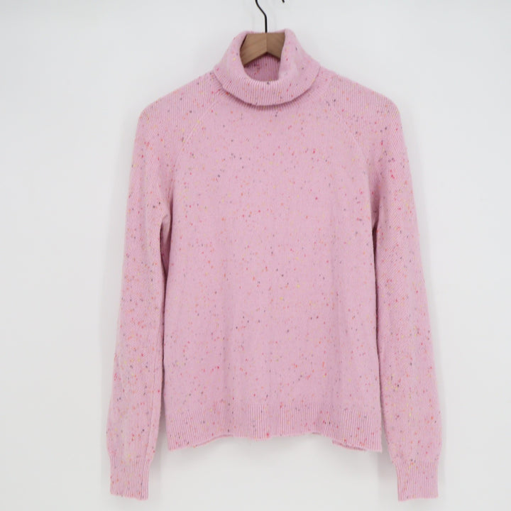 LOFT Pink Confetti Speckled Turtleneck Sweater Mens Size M Raglan Knit Pullover
