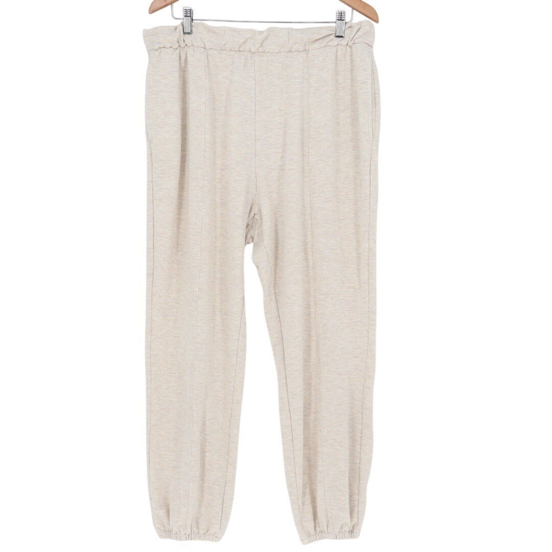 Comfort Code Beige Ribbed Stitch Jogger Sweatpants XL Viscose Blend Lounge