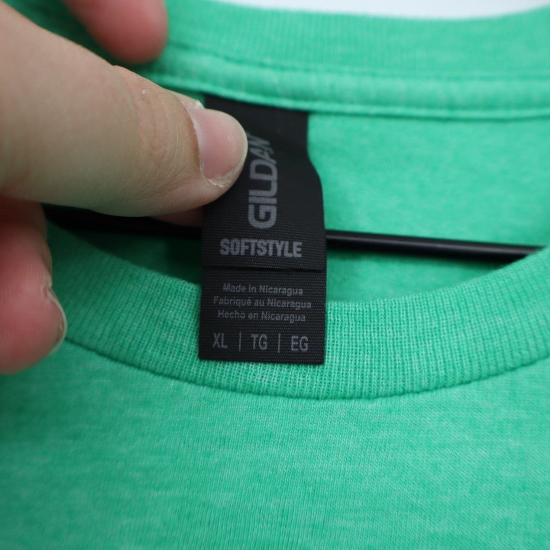 Gildan Softstyle Philly Graphic T Shirt Mens XL Green Short Sleeve Crew Neck Tee