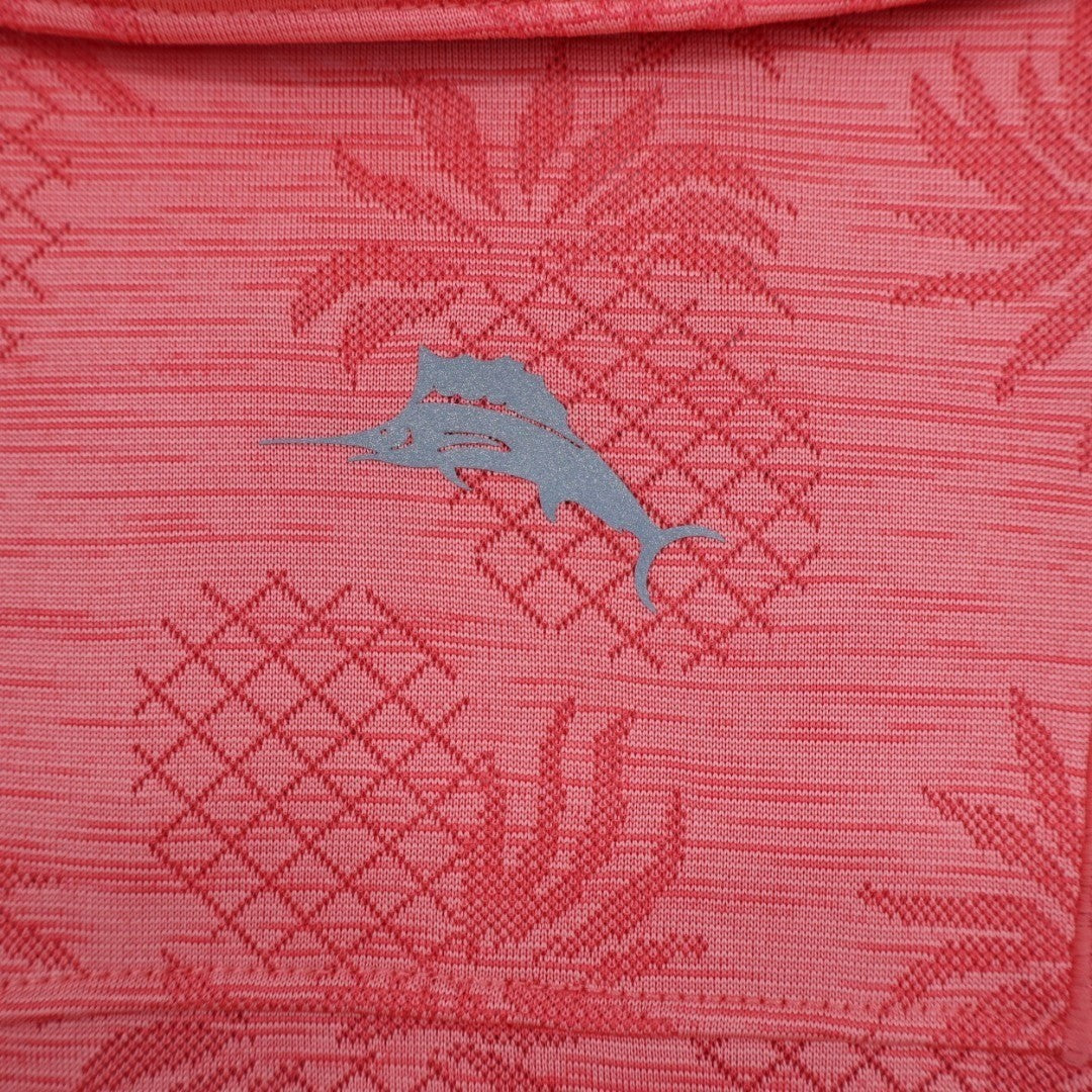 Tommy Bahama Islandzone Polo Shirt Mens XL Pink Pineapple Print Golf Performance