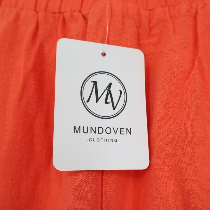 Mundoven Palazzo Pants Womens XL Orange Cotton Wide Leg Trendy Tiered Ruffle