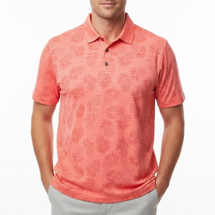 Tommy Bahama Islandzone Polo Shirt Mens XL Pink Pineapple Print Golf Performance