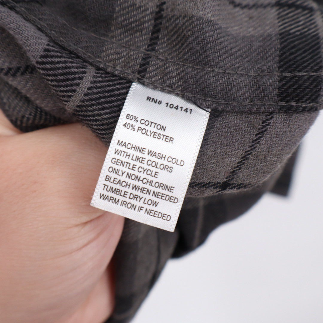 Field & Stream Mens Long Sleeve Plaid Flannel Shirt Size LG Gray Black