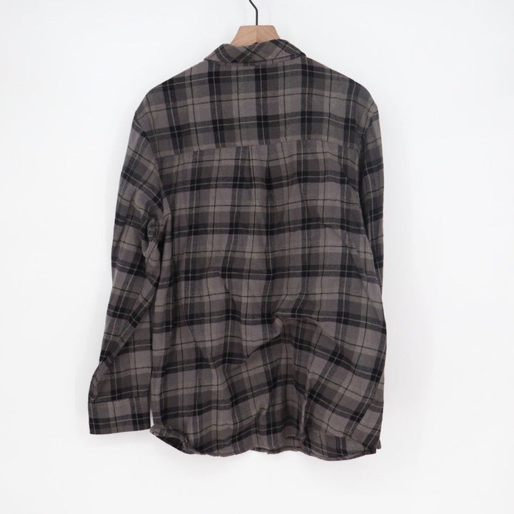 Field & Stream Mens Long Sleeve Plaid Flannel Shirt Size LG Gray Black