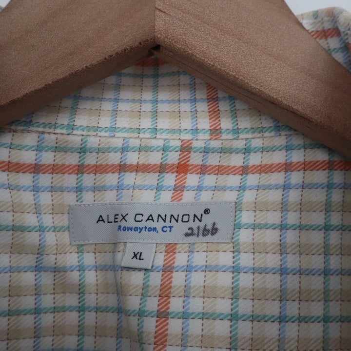 ALEX CANNON Mens XL Button Down Shirt Long Sleeve Plaid Casual Top