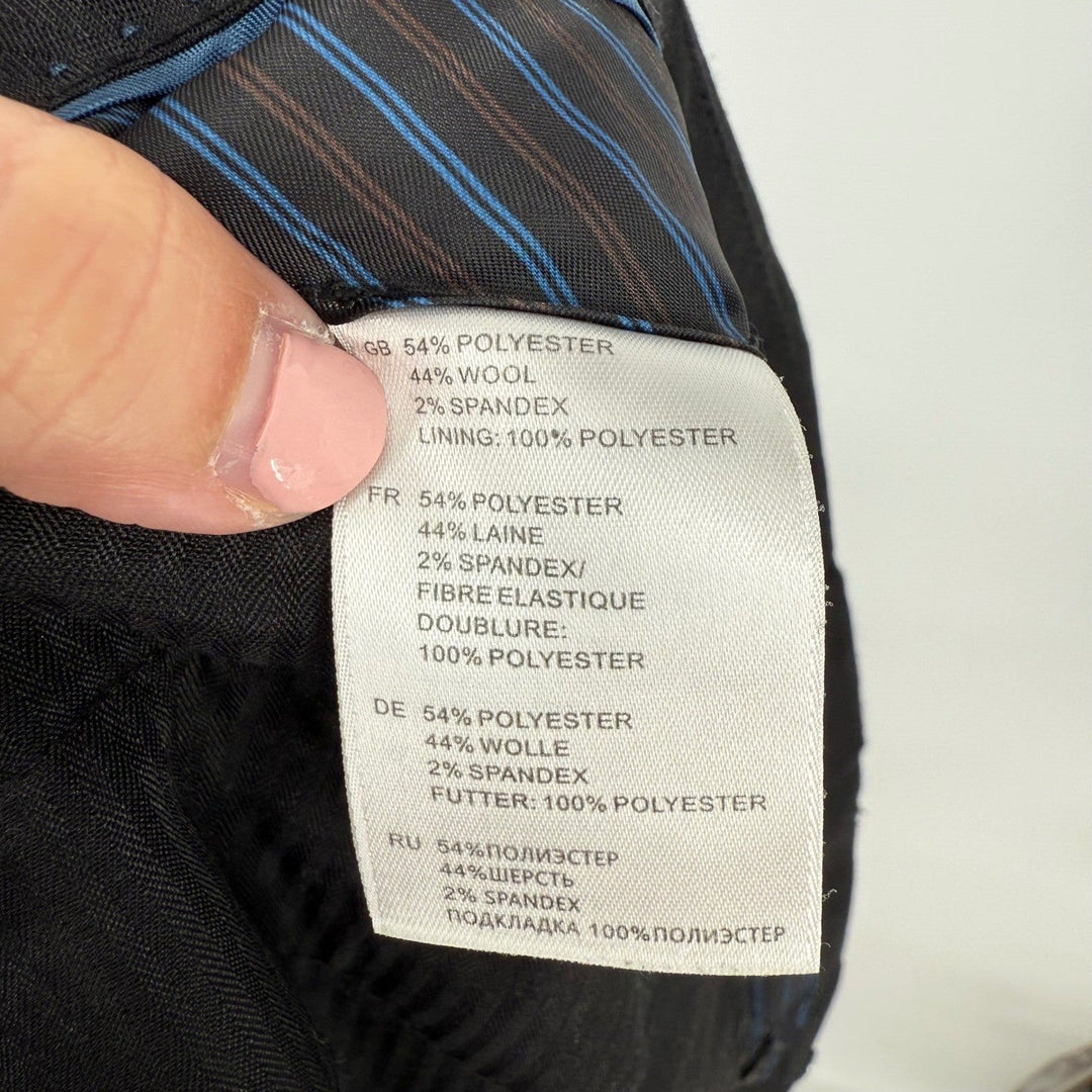 GS Mens Black Wool Blend Flat Front Dress Pants Size 44x32