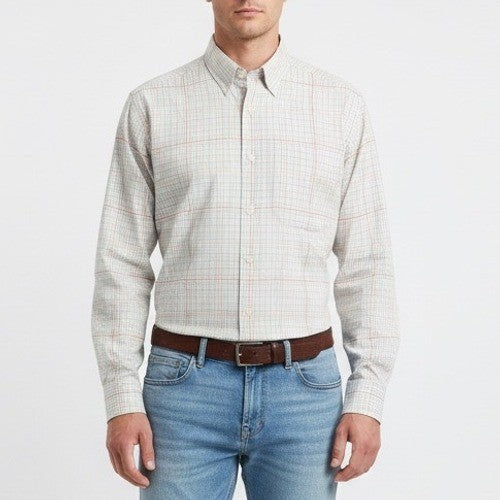 ALEX CANNON Mens XL Button Down Shirt Long Sleeve Plaid Casual Top