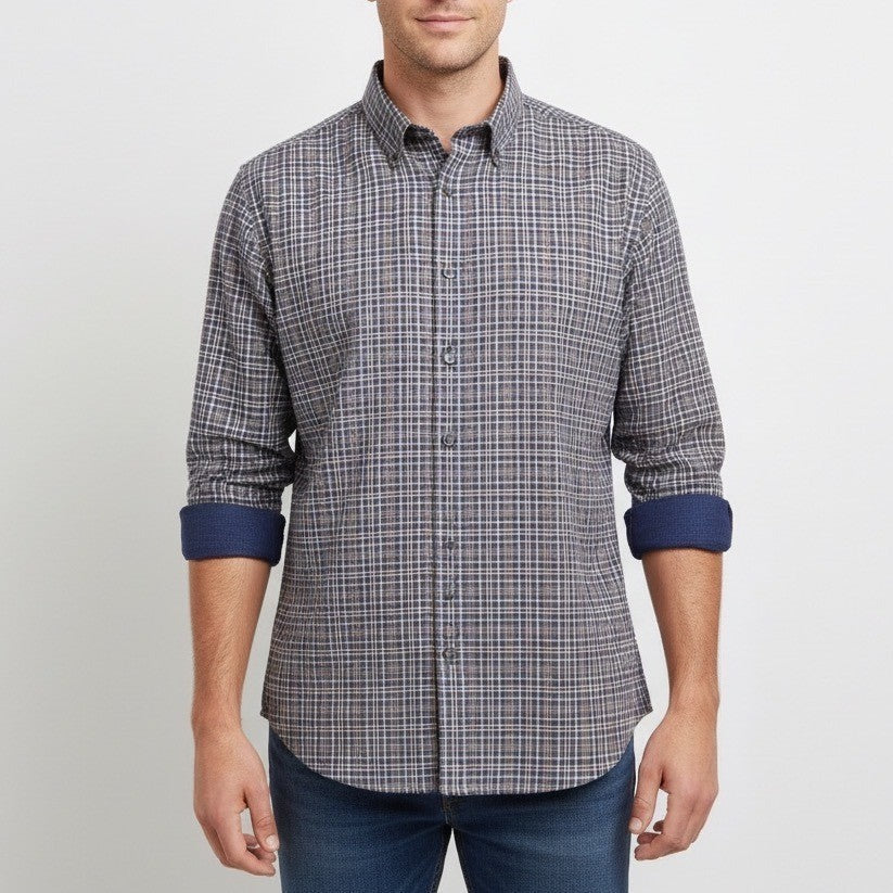 JOS A Bank Reserve Traditional Fit Plaid Long Sleeve Button Up Shirt XXL