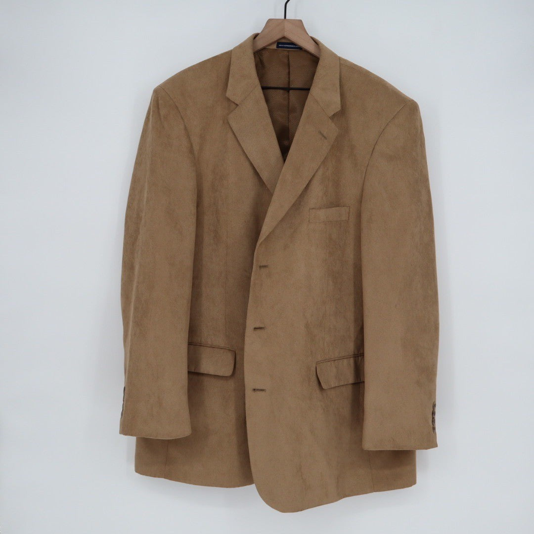 Stafford Essentials Tan Corduroy Blazer Sport Coat Mens Size 48 Long 3 Button