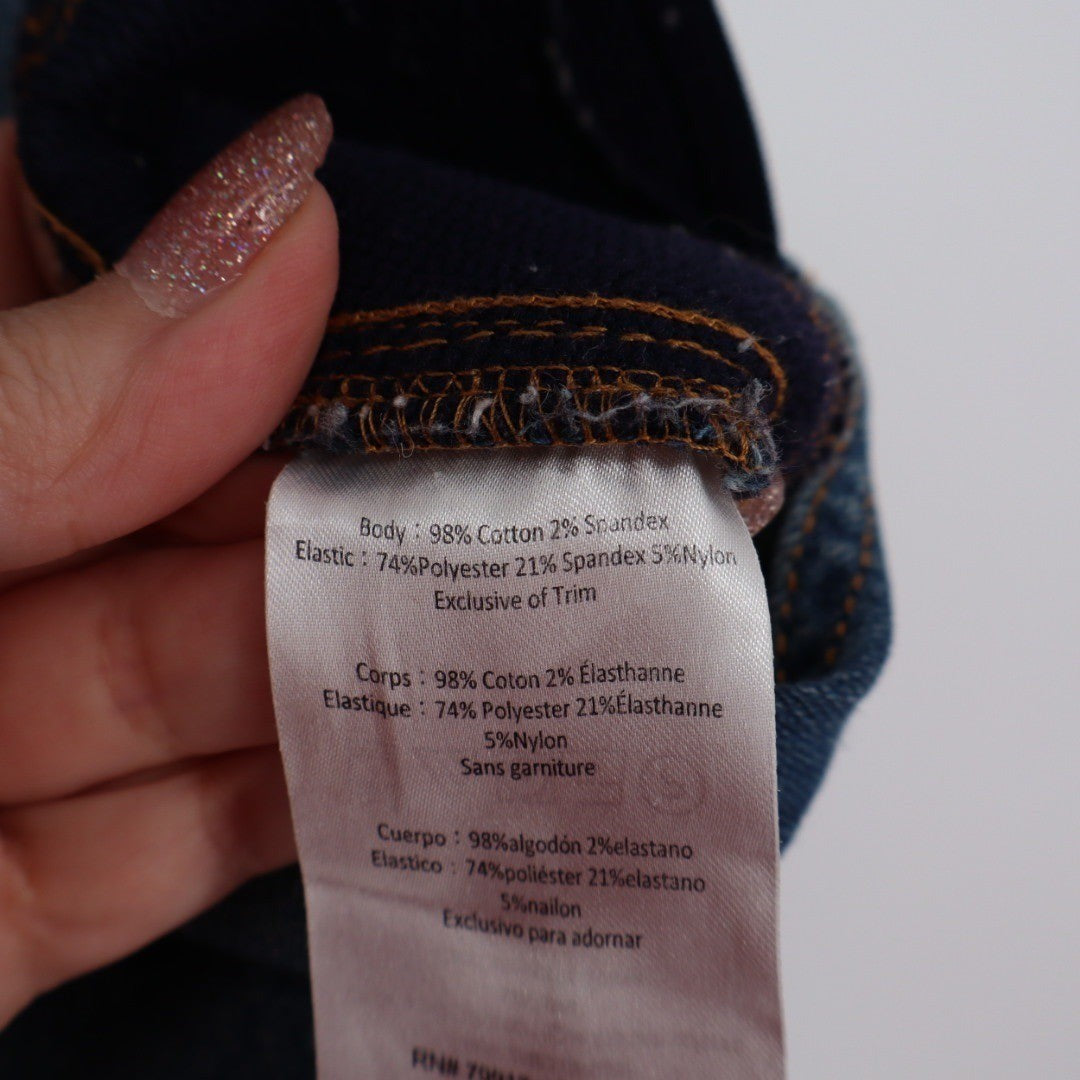 INDIGO BLUE Womens 1X Denim Maternity Overalls Distressed Crop Leg Raw Hem