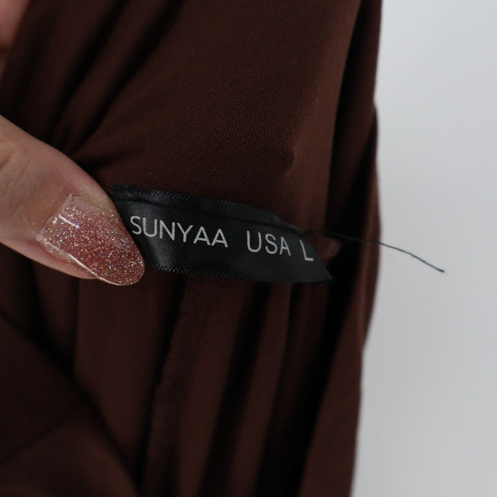 Sunyaa Harem Pants Womens Large Brown High Waisted Casual Soft Comfy Joggers