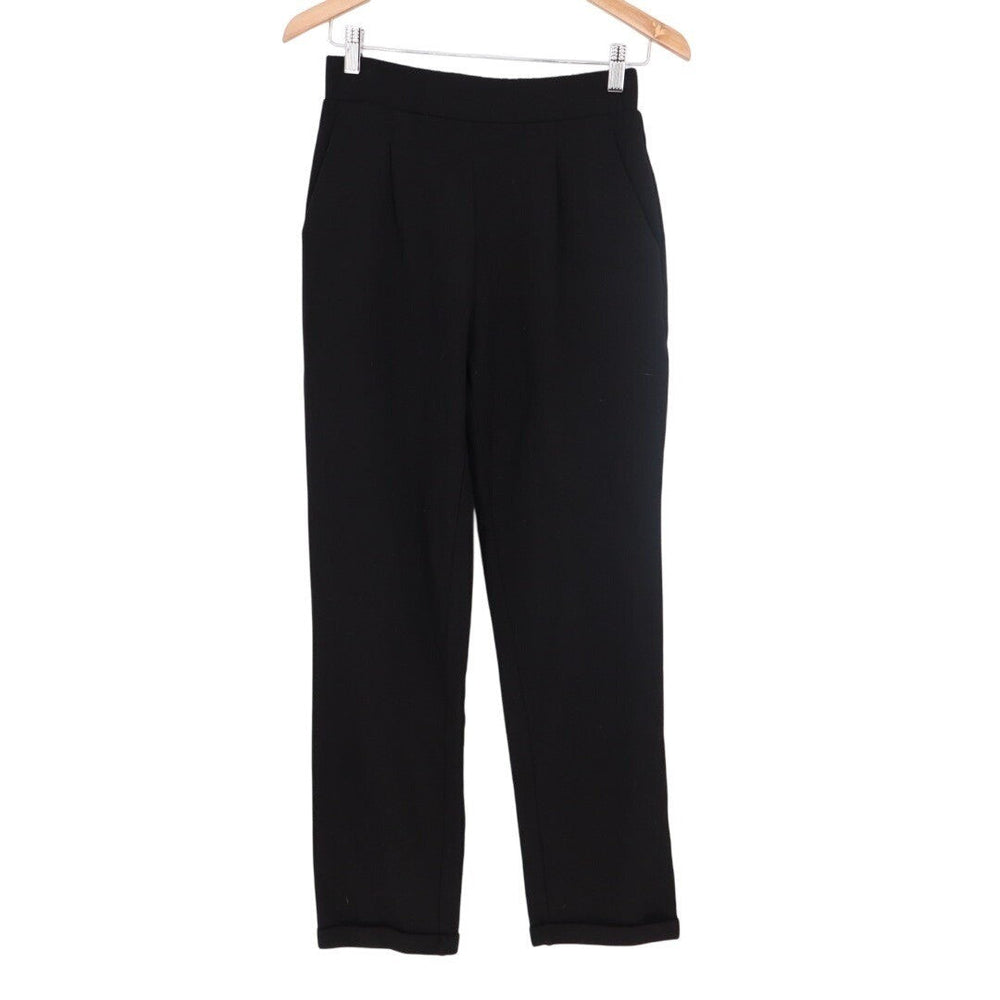 Les Serein Dress Pants Womens S Black Stretch Pleated Slash Pockets Straight Leg