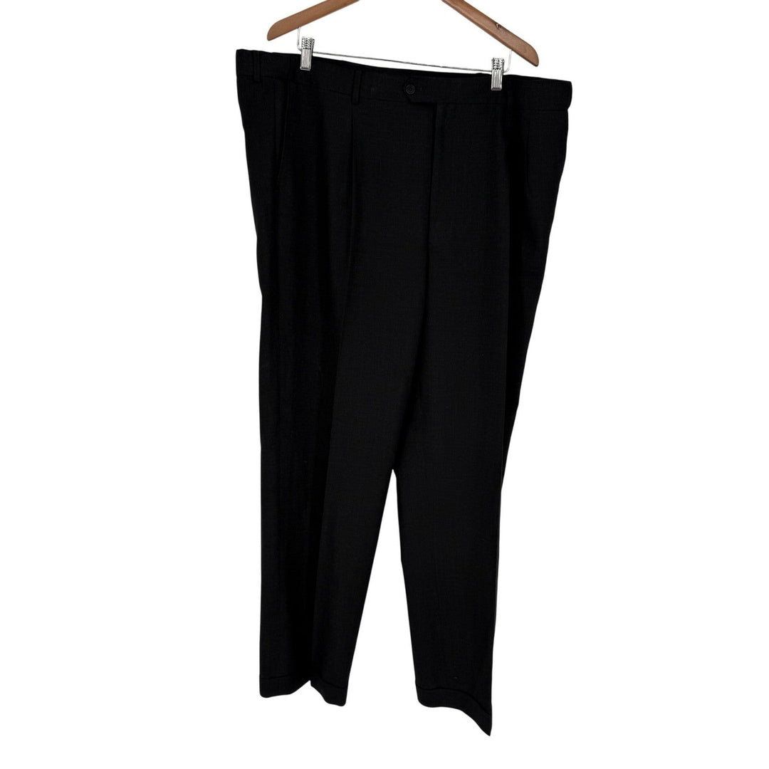 GS Mens Black Wool Blend Flat Front Dress Pants Size 44x32