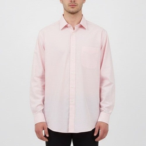 Wilkes Riley Mens Pink Classic Fit Supima Cotton Dress Shirt 17 12 x 35