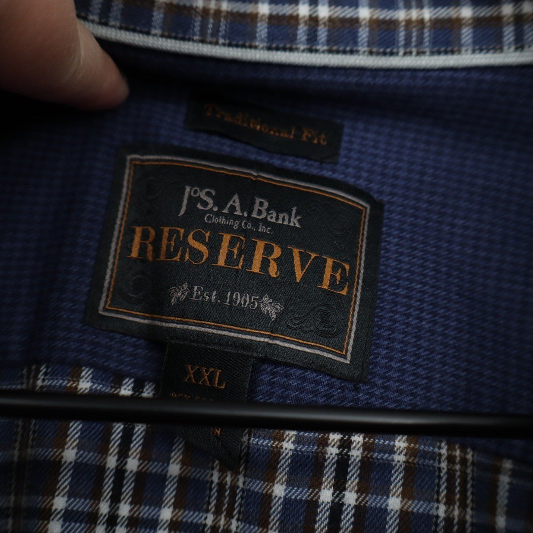 JOS A Bank Reserve Traditional Fit Plaid Long Sleeve Button Up Shirt XXL