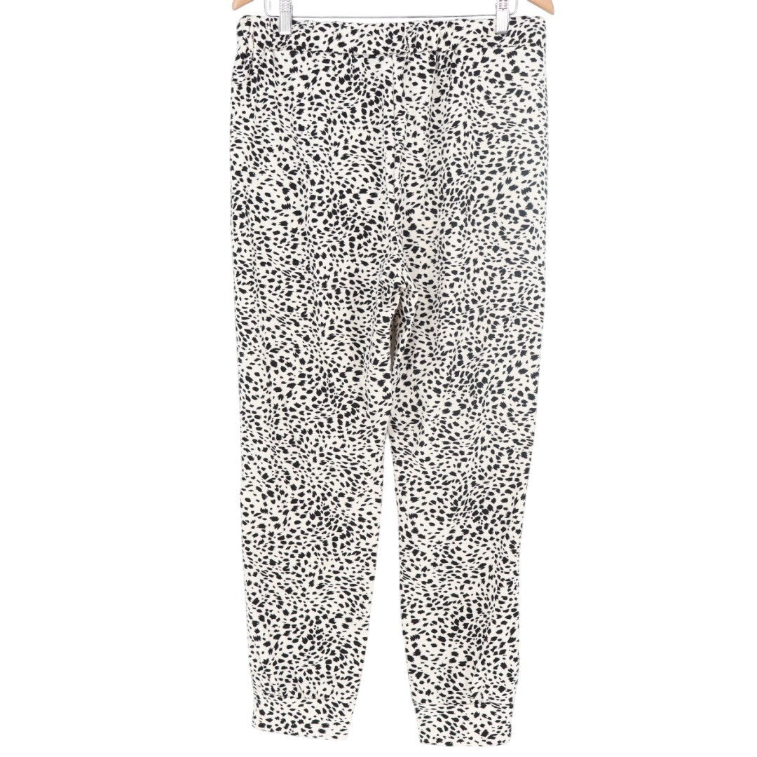 Sweatpants Womens XL White Leopard Print Stretch Tapered Leg Drawstring Waist