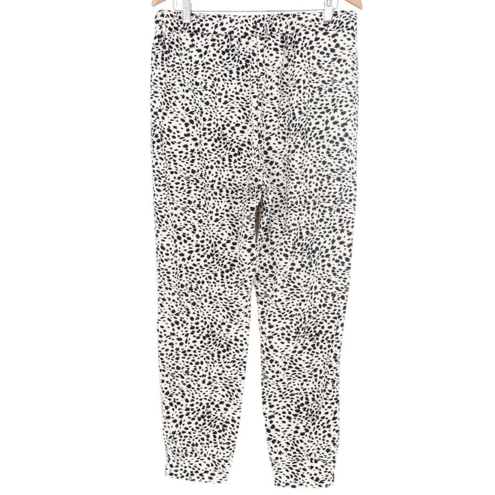 Sweatpants Womens XL White Leopard Print Stretch Tapered Leg Drawstring Waist