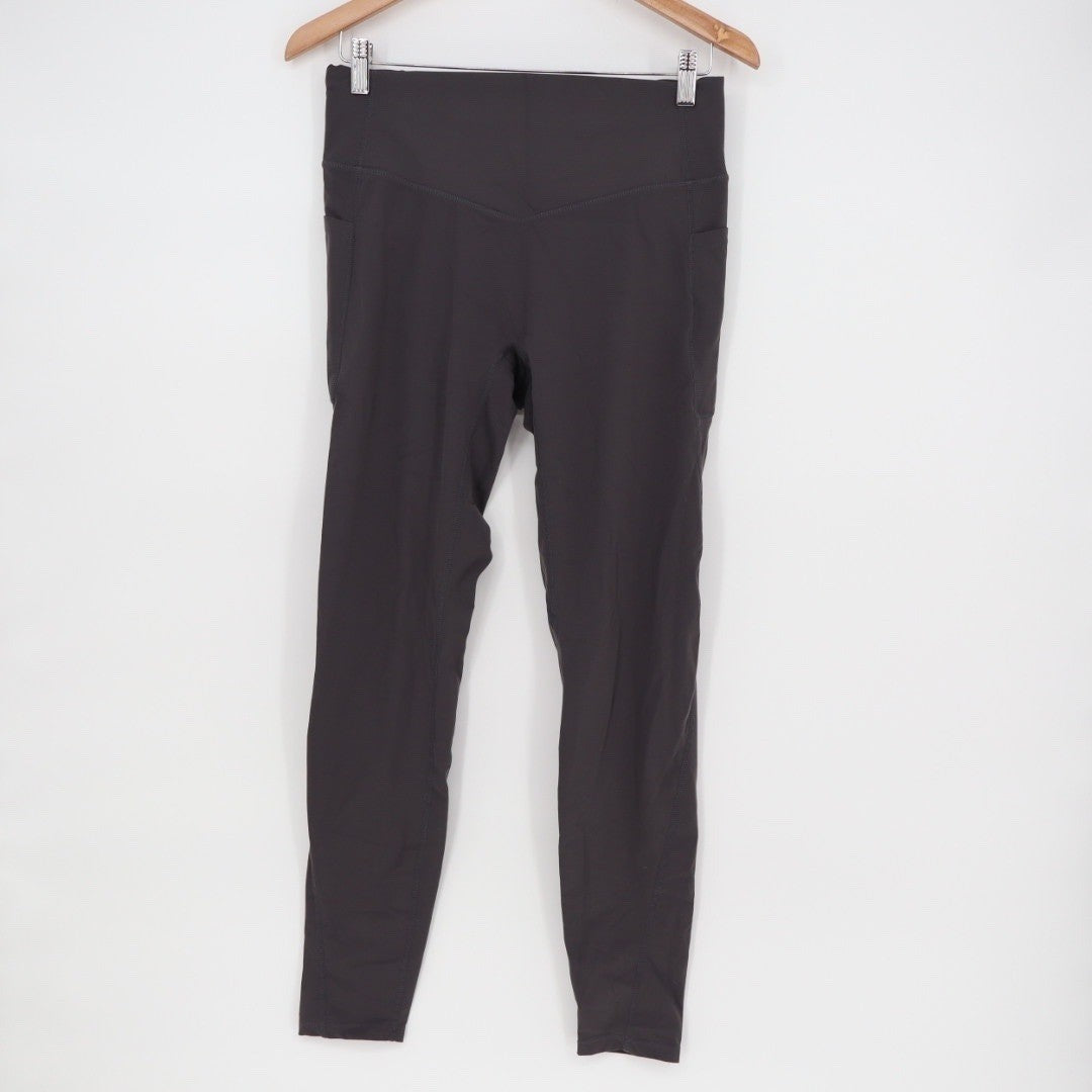 Halara High Waisted Full Length Activewear Leggings Size L Dark Gray Pockets